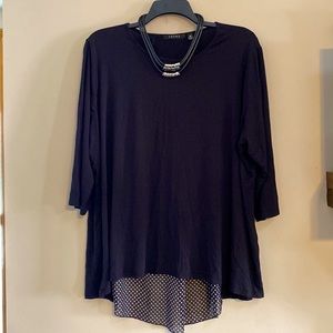 COPY - Cyrus Black Tunic with 3/4 length sleeves & polkadot inset. Super soft! …